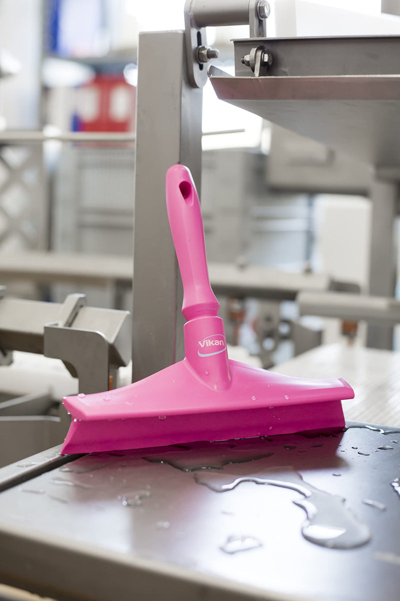 Vikan 71251 Rubber Polypropylene Frame Bench Single Blade Squeegee, 10", Pink 7125