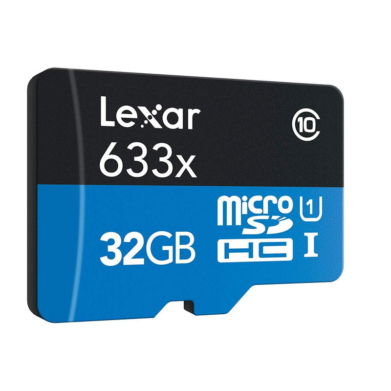 Lexar High-Performance 633x 32GB MicroSDHC UHS-I Memory Card with SD Adapter LSDMI32GBBNL633A Bundle w/Deco Gear Accessories Kit SD Reader & Case + LCD Screen Covers + Microfiber Cloth & More