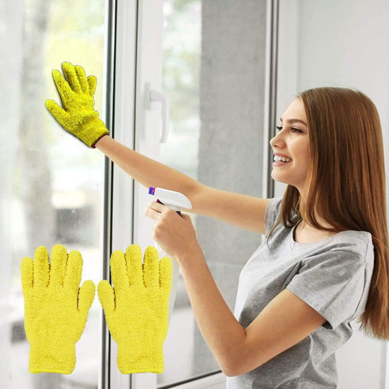 Window Blind Cleaner Duster Tools - Set of 4 - 7-Slot Blind Cleaning Brush, 3-Blade Blind Duster, 2-in-1 Windowsill Sweeper, Microfiber Gloves for Window Shutters Blind Air Conditioner Jalousie Dust