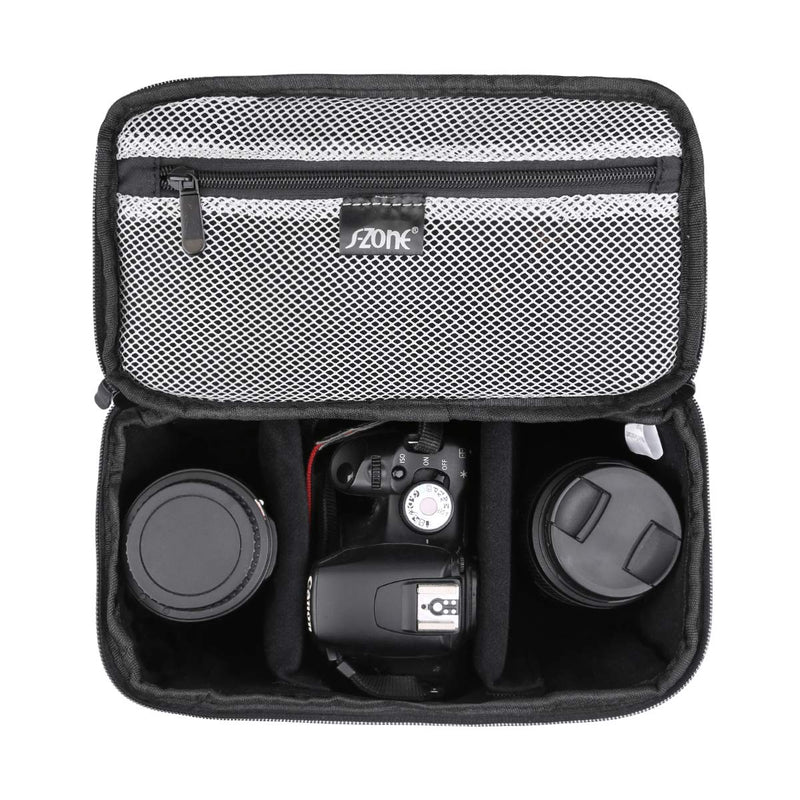 S-ZONE Water Resistant Camera Insert Bag with Sleeve Camera Case Upgraded Version 2.0 Black
