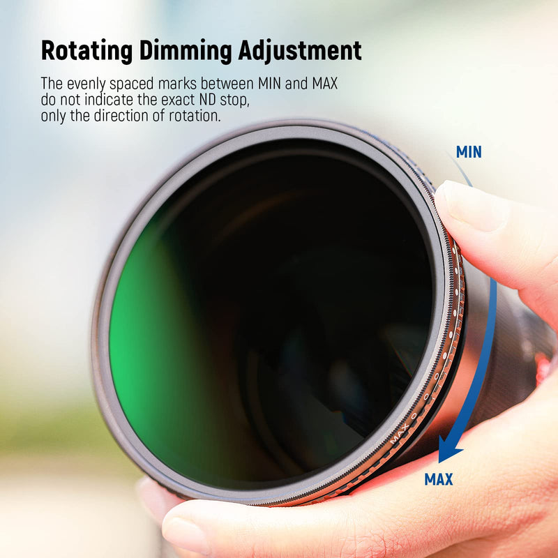 NEEWER 82mm Variable ND Filter ND3-ND1000, 1.5-10 Limited Stops Neutral Density Filter with HD Optical Glass & Double Sided 30 Layer Nano Coatings, Water Repellent/Scratch Resistant/Aluminum Frame