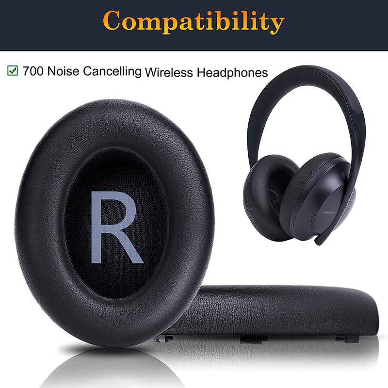 [AUSTRALIA] - SOULWIT Replacement Earpads for Bose 700 (NC700) Wireless Headphones, Ear Pads Cushions with Softer Leather, High-Density Noise Cancelling Foam, Added Thickness - Black 