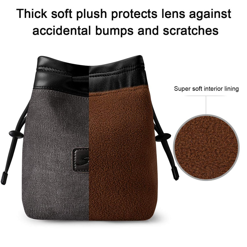 [AUSTRALIA] - S-ZONE Soft Camera Bag DSLR Insert Handbag Drawstring Lens Case Compatible with Canon Nikon Sony Small Dark Gray 