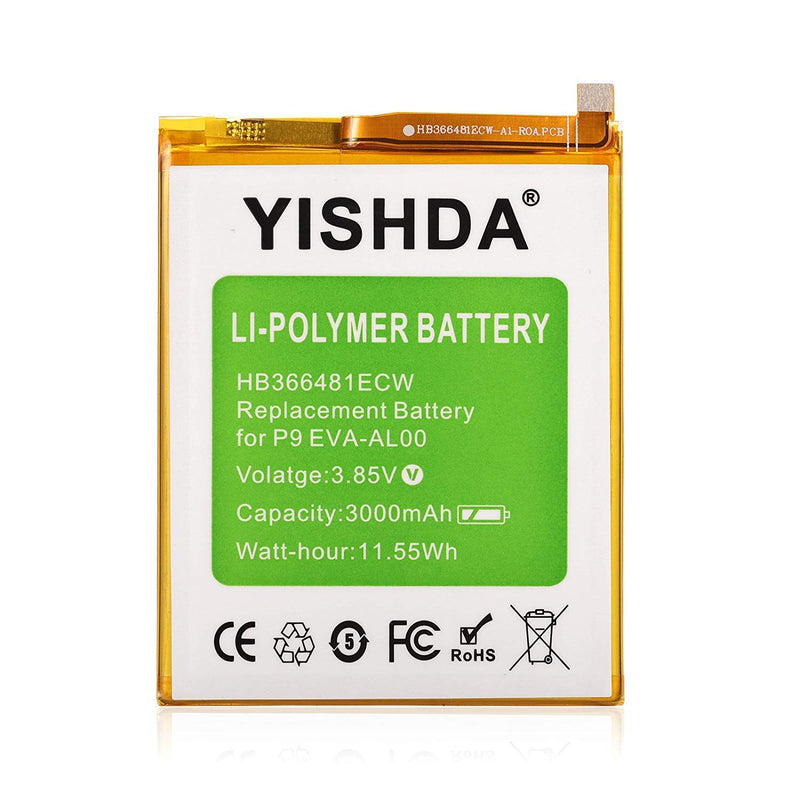 Huawei P9/Honor 8 Battery, YISHDA 3000mAh Huawei P9 HB366481ECW Replacement Battery Compatible with Huawei P9 EVA-AL00 AL10 TL00 P9 Lite with Tools