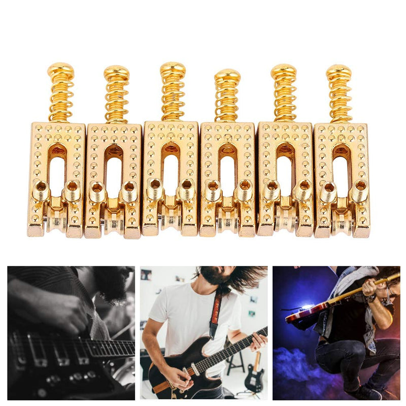 Dilwe Saddle for Electric Guitar, 6 Roller Bridge Saddles for Fender Strat Tele Electric Guitar 4 colors Gold