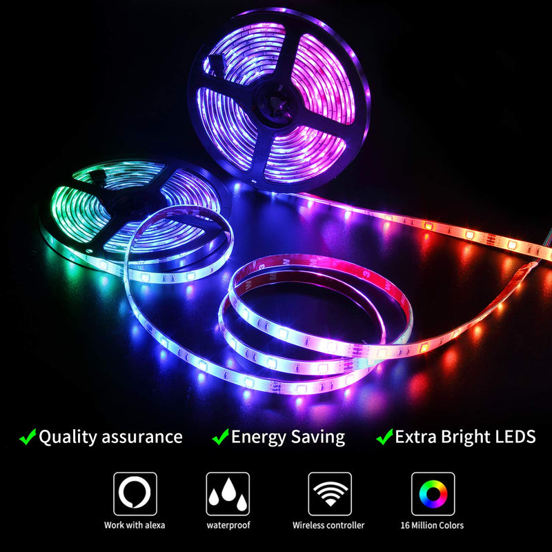 [AUSTRALIA] - LED Strip Lights, Usieka 300 LEDs 33feet SMD5050 LED Light Strip IP65 Waterproof RGB LED Strip Color Changing LED Tape Light Kit with 44 Keys IR Remote Controller and 12V 5A Power Supply 