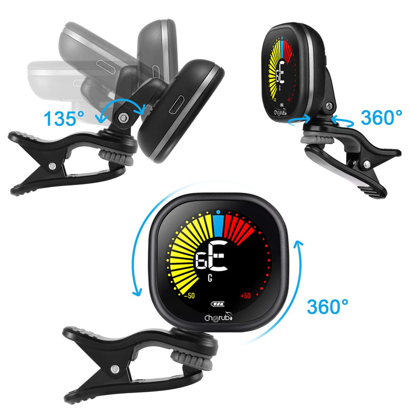 Guitar Tuner Rechargeable Clip On Tuner for Ukulele, Violin and Chromatic Tuning, Fast and Accurate, Easy to Use