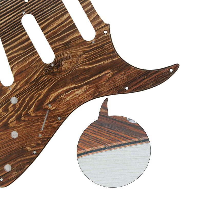 FLEOR 11 Holes SSS Strat Guitar Pickguard with Mounting Screws for America/Mexico Made Fender Standard Stratocaster Modern Style,3Ply Wood Grain 3Ply Wood Color