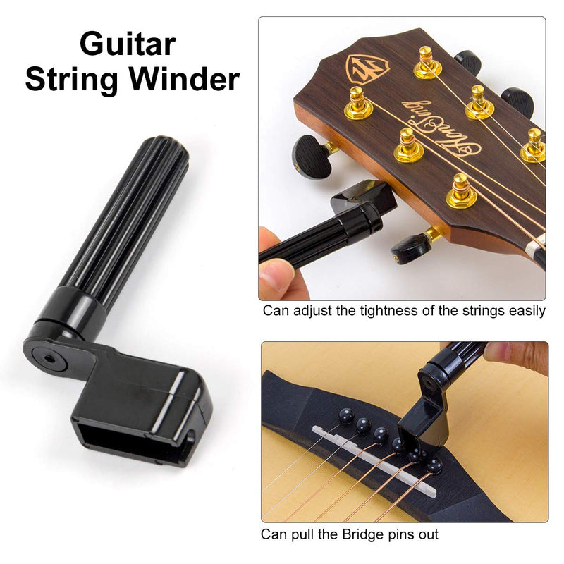 lotmusic Acoustic Guitar Strings Changing Kit Tool Kit (Strings Tuner Picks Capo Pins String Cutter and Winder)