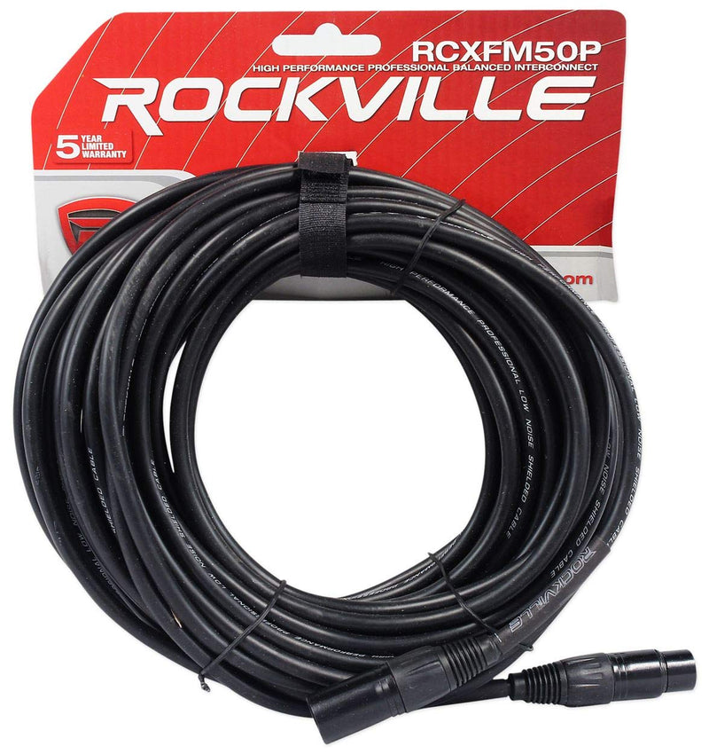 [AUSTRALIA] - Rockville RCXFM50P-B Black 50' Female to Male REAN XLR Mic/Speaker Cable, 50 Foot 
