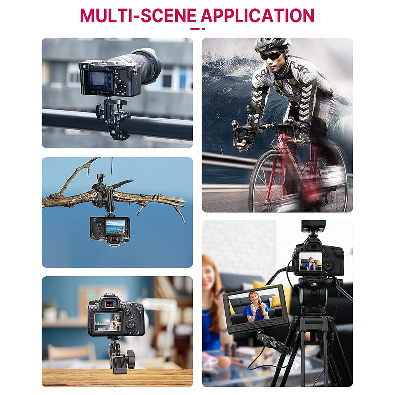 ULANZI Super Clamp Camera Clamp Mount Monitor 360° Ballhead Magic Arm Double Ball Head Adapter with 1/4"-20 & 3/8"-16 Thread for Canon Nikon DSLR Camera/Gopro/LED Lights/Ronin-M/Ronin MX/Freefly MOVI Gopro Adapter Kit