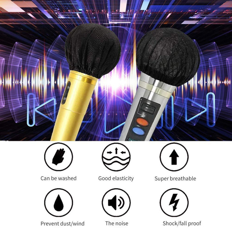 [AUSTRALIA] - Nanum Disposable Microphone Cover,Non-Woven Windscreen Mic Cover Microphone Protective Cap for KTV Recording Room News Gathering (100pcs) (Black) Black 