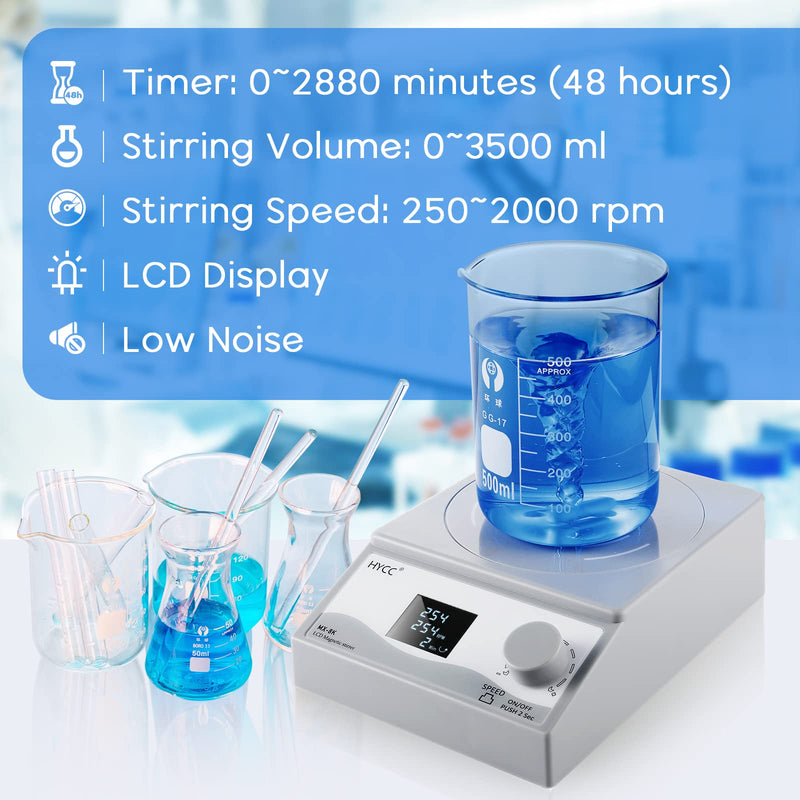 HYCC Digital Magnetic Stirrer Laboratory Stir Plate Plate with Timing Function (LCD Display Stirring Type)