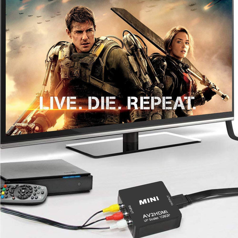 RCA to HDMI, AV to HDMI,Cleantt 1080P Mini RCA Composite CVBS AV to HDMI Video Audio Converter Adapter Supporting PAL/NTSC with USB Charge Cable for PC Laptop Xbox PS4 PS3 TV STB VHS VCR Camera DVD