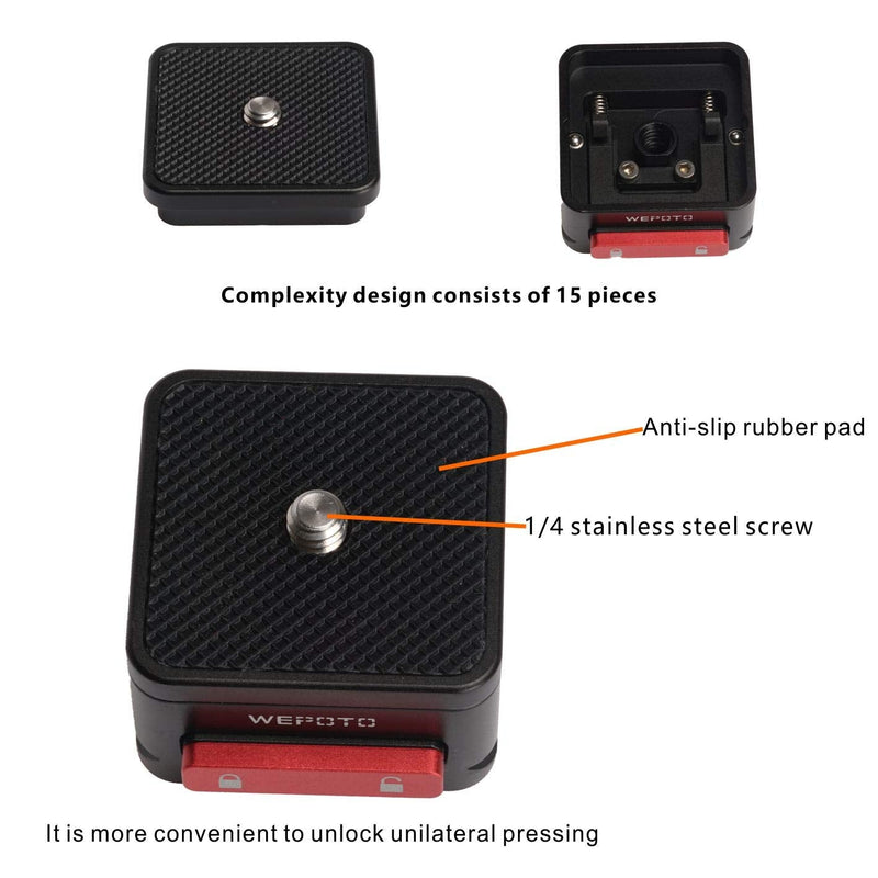 WEPOTO Quick Release Plate Tripod QR Camera Mount Adapter Fast Switching Compatible with Canon Sony Nikon Cameras Zhiyun Feiyu DJI Moza Stablizers Switch Between -Q38