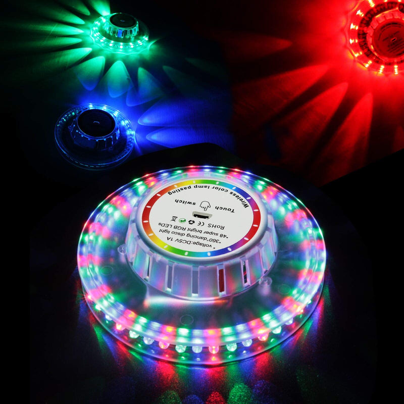 Party Light USB Touch Activate 360° Dancing Disco Light Projection Night Light Color Changing Lamp Light Up Party Decorations (1 Pack) 1 Pack
