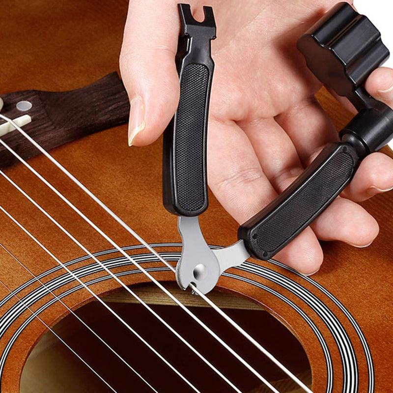 Guitar String Changing Tool, Guitar String Cutter, Guitar String Adjuster, Black, Plastic, Multifunctional Guitar Repair Parts