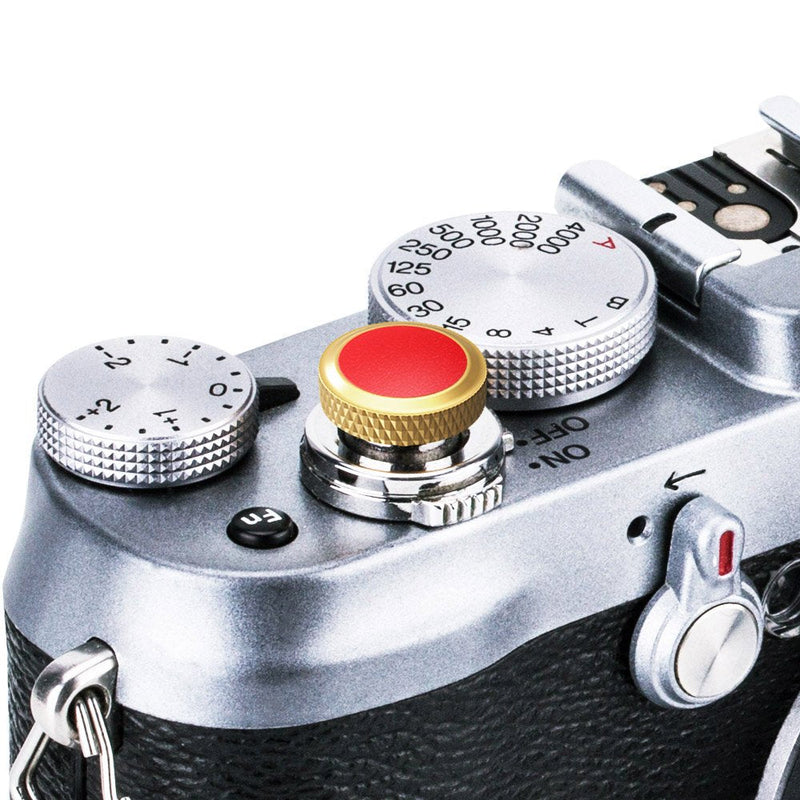 Camera Soft Release Button JJC Shutter Button for Fuji Fujifilm X-E4 X-T4 X-T3 X-T2 X-T30 X-T20 X-T10 X-PRO3 X-PRO2 X-PRO1 X100V X100F X100T X100S X-E3 for Sony RX10 IV III RX1RII RX1R RX1 Gold & Red
