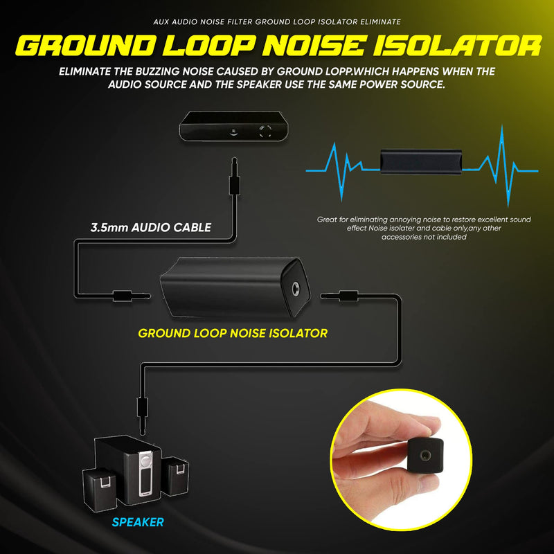 3.5mm Aux Audio Noise Filter Ground Loop Isolator Eliminate Car Electrical Noise Ground Loop Isolator 3.5mm