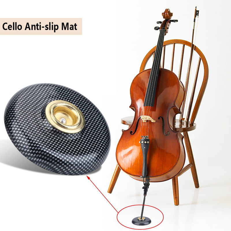 Cello Mat Portable Non Slip Cello Endpin Rest Holder with Metal Eye Instrument Accessory (Black) Black