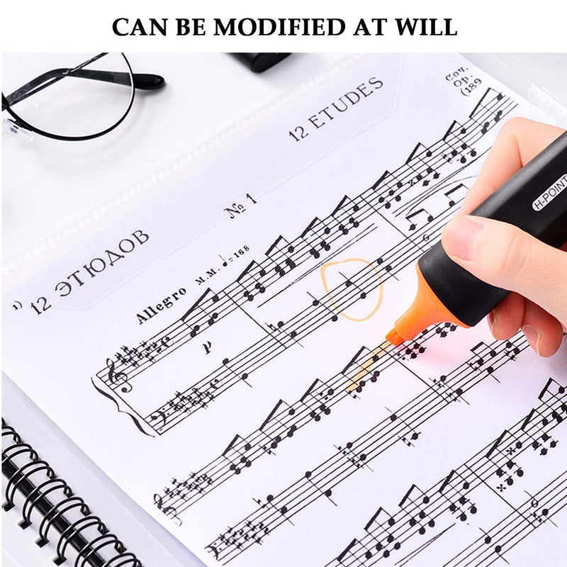 YOTINO Music Sheet File Paper Storage Folder Writable，A4 Size, 30 Sleeves, 60 Pages, A4 Letter Size Double Side Sheet Music Folder File for Holding Sheet Music and Files Etc (BLACK)