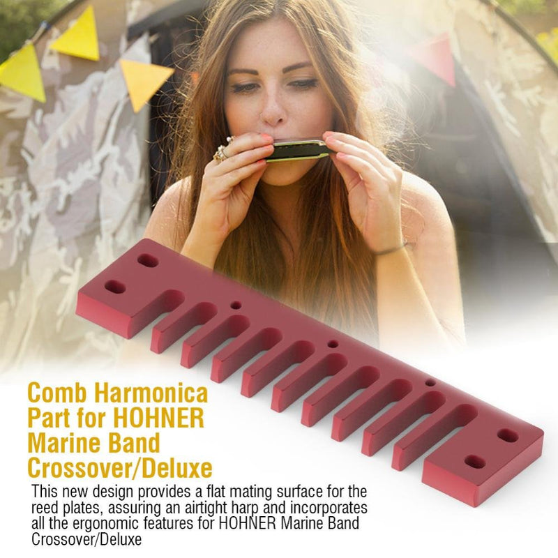 Comb Harmonica Part, Aluminum Alloy Comb Harmonica Part for Hohner Marine Band Crossover/Deluxe Red