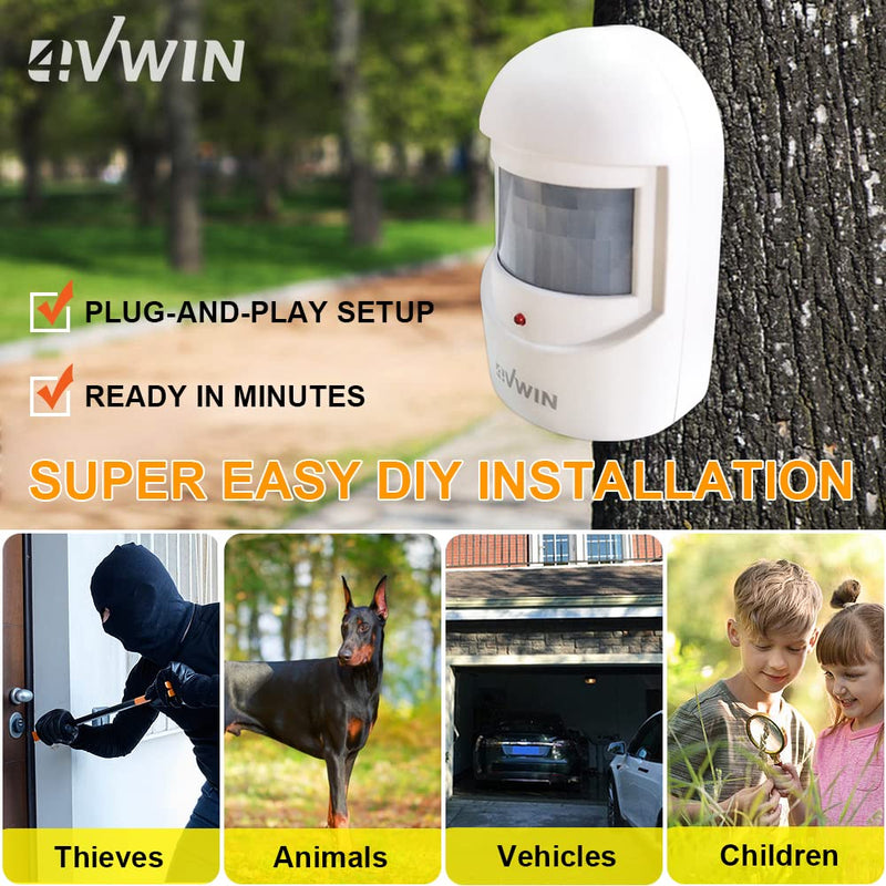 4VWIN driveway alarm provides a convenient and economic way to alert you the moment when someone is approaching your home