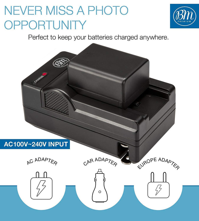 BM Premium Fully Decoded 2-Pack of BP-727 Batteries and Battery Charger for Canon Vixia HF R70, HF R72, HF R700 HFM50, HFM52, HFM500, HFR30, HFR32, HFR300, HFR40, HFR42, HFR400, HFR50, HFR52, HFR500, HFR60, HFR62, HFR600 Camcorder