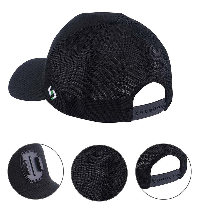 [AUSTRALIA] - Smatree Baseball Hat Mount Mesh Cap Compatible with Gopro Hero 10/9/8/7/6/5/ 5 Session/4/3+/3/2/1/DJI OSMO Action Cameras (L 58-60cm) Black 