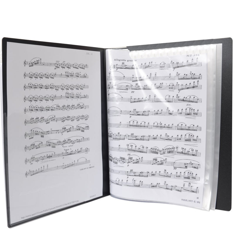 WOGOD Music Sheet File Paper Documents Storage Folder Holder Plastic.A4 Size,40 Pockets (Black) Black