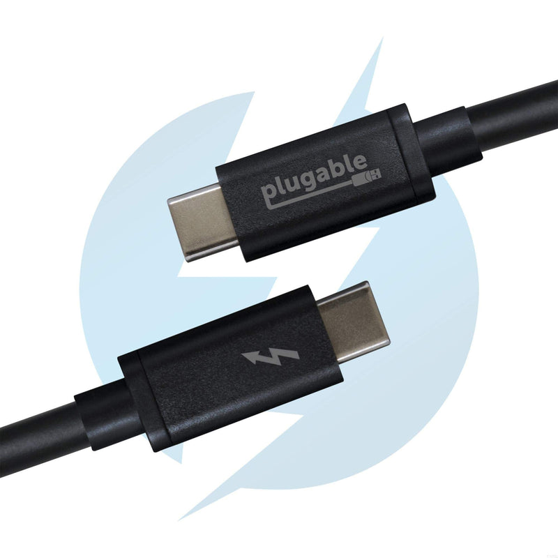 Plugable Thunderbolt 3 Cable 20Gbps Supports 100W (20V, 5A) Charging, 6.6ft / 2m USB C Compatible [Thunderbolt 3 Certified] 2m 20Gb 5A