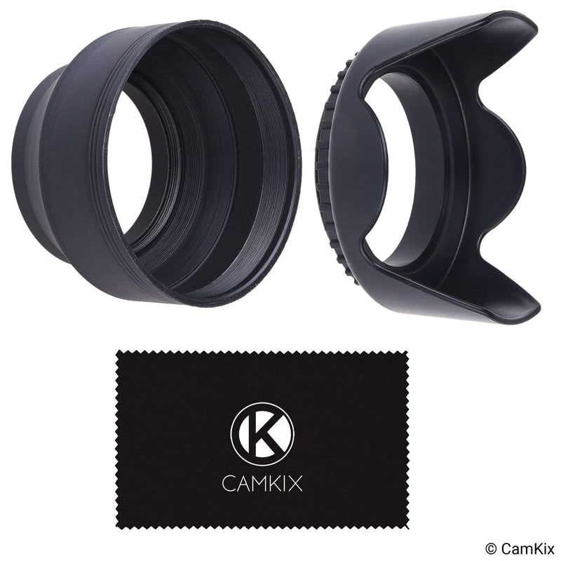 Camera Lens Hoods - Rubber (Collapsible) + Tulip Flower - Set of 2 - Sun Shade/Shield - Reduces Lens Flare and Glare - Blocks Excess Sunlight for Enhanced Photography and Video Footage