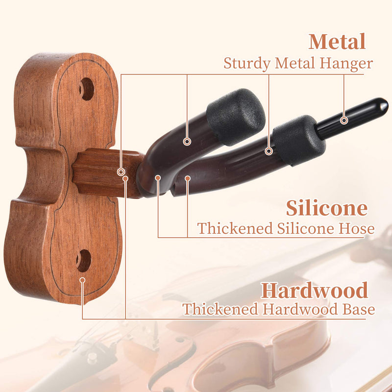 Violin Wall Mount Violin Hanger Hardwood Hangers Mahogany Violin holder with Violin Bow Hook