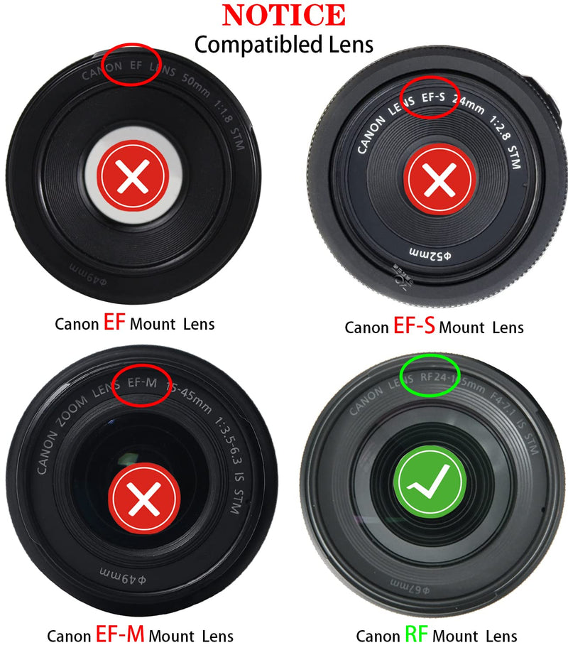 RF Rear Lens Cap Cover for Canon EOS R50 R100 R10 R8 R7 R6 R6 Mark II R5 R5C R3 R RP More Canon RF Mount Camera(for Accessories),HUIPUXIANG [2 Sets]