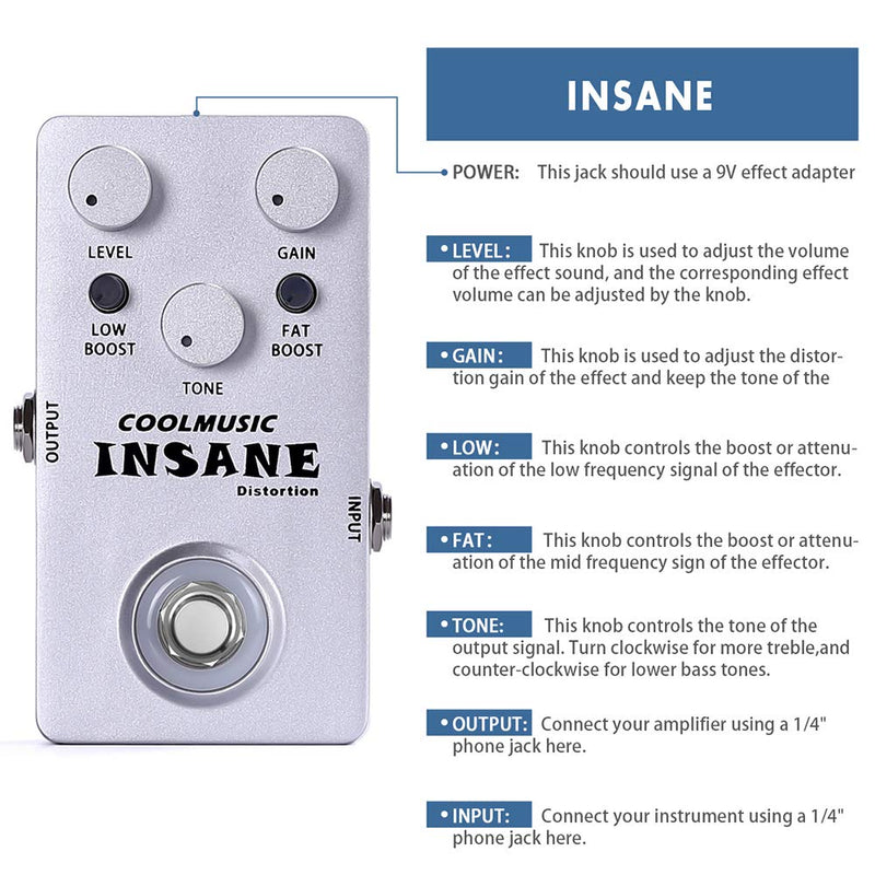 [AUSTRALIA] - COOLMUSIC C-DI01 Insane Distortion Guitar Bass Distortion Pedal 