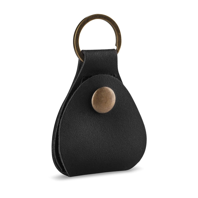 Leather Guitar Pick Holder Keychain, Guitar Pick Holder Case Bag, Plectrum Key Fob Cases Bag, Gift for Guitar Players (Black) Black