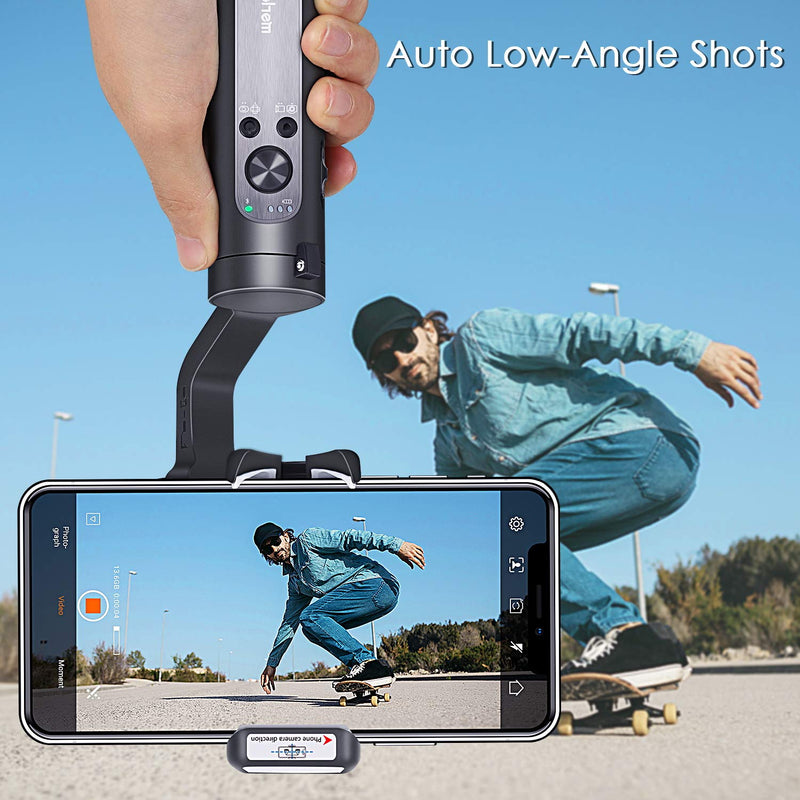 Hohem iSteady X, 3-Axis Foldable Lightweight Gimbal Stabilizer, Which is only 0.57Lbs, Supports Moment /Auto-Inception Mode, and is Compatible with iPhone 12/11 and Smartphones (0.57Lbs, Black)