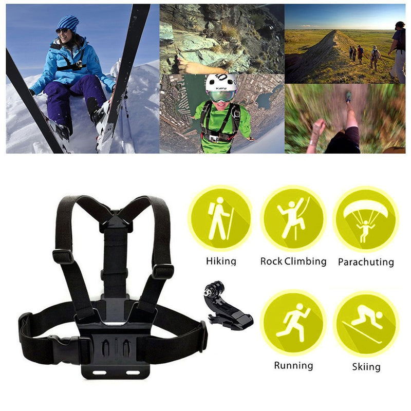 TEKCAM Action Camera Accessories Bundle Compatible with Gopro Hero 10 9 8 7/AKASO EK7000/V50/Brave 7LE Included Head Mount Chest Mount Strap Suction Cup Floating Hand Grip Bike Mount Handlebar
