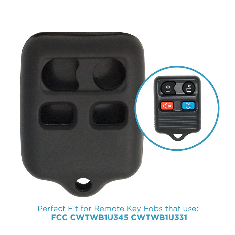 Keyless2Go Replacement for New Silicone Cover Protective Case for 4 Button Remote Key Fobs FCC CWTWB1U345 CWTWB1U331 - Black