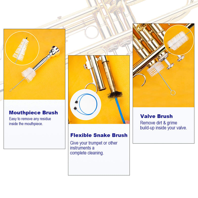 Webetop Trumpet Cleaning Kit, Care Your Trumpet with Valve Oil, Brass Polishing Spray, Slide Grease, Brushes