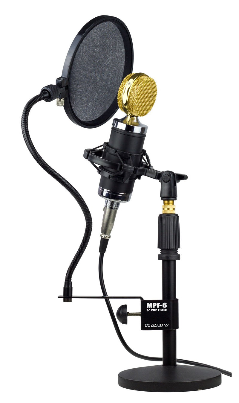 [AUSTRALIA] - Nady MPF-6 6-Inch Clamp On Microphone Pop Filter with Flexible Gooseneck and Metal Stabilizing Arm Pop Filter with Stablizing Arm 
