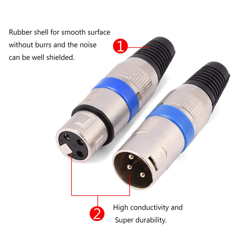 5 Pairs XLR Connector 3-Pin XLR Mic Microphone Audio Connector Male Plug Female Socket