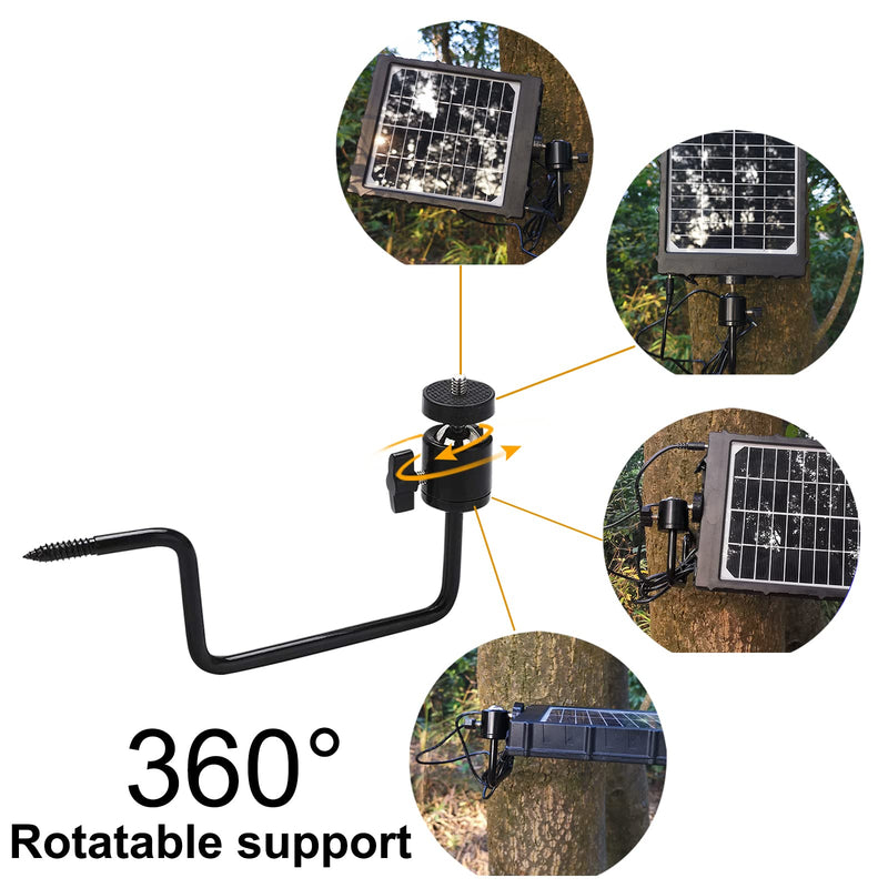 Folgtek 2 Pack Trail Camera Mount Tree Holder, 1/4''-Inch Universal Fishing & Solar Panels Accessories Multifunctional Metal Bracket (Black)