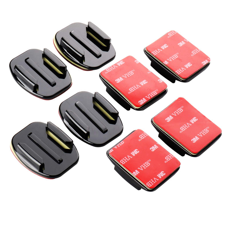 HSU Adhesive Mounts for GoPro Cameras - 4X Curved & 4X Flat Mounts Bundle with 3M Sticky Pads, Helmet Adhesive Sticky Mounts for GoPro Hero 10 9 8 7 6 5 4 3+ 3