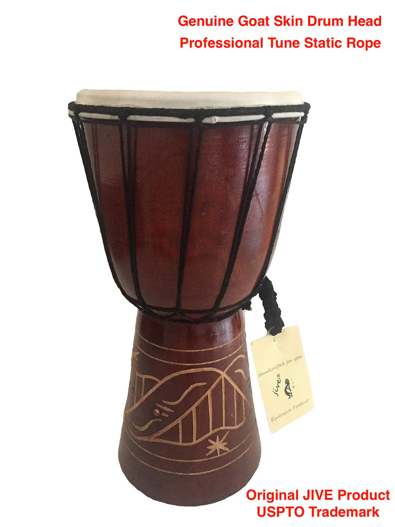 Djembe Drum Bongo Congo African Drum -MED SIZE- 12" High x 5" Drum Head, JIVE BRAND- Professional Sound 12-in. High Carved