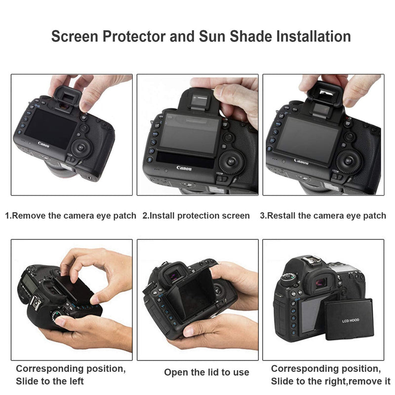 STSEETOP Camera LCD Sun Shade Sun Hood Camera LCD Viewfinder Professional Optical Sunshade with Screen Protector for Canon 6D