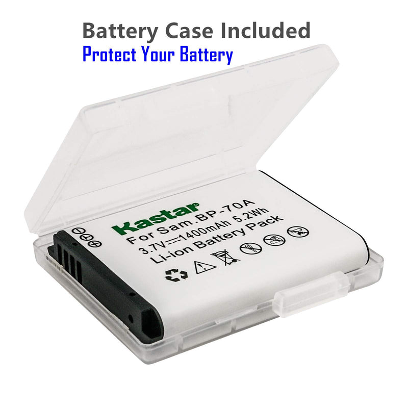 Kastar Battery (X2) & Slim USB Charger for Samsung BP-70A, BP70A, EA-BP70A and ES65 ES67 ES70 ES71 ES73 ES74 PL80 PL81 PL100 PL101 SL50 SL600 SL605 SL630 ST60 ST61 ST70 ST71 TL105 TL110 TL205