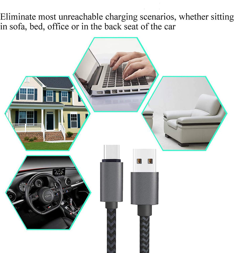 USB Type C Cable 3ft 3Pack by Ailun High Speed Type-C to USB A Sync and Charging Nylon Braided Cable for Galaxy s20, s20+ S20Ultra S10 Plus and More Smartphone Tablets Silver BlackGrey NOT Micro USB 3ft 3ft 3ft