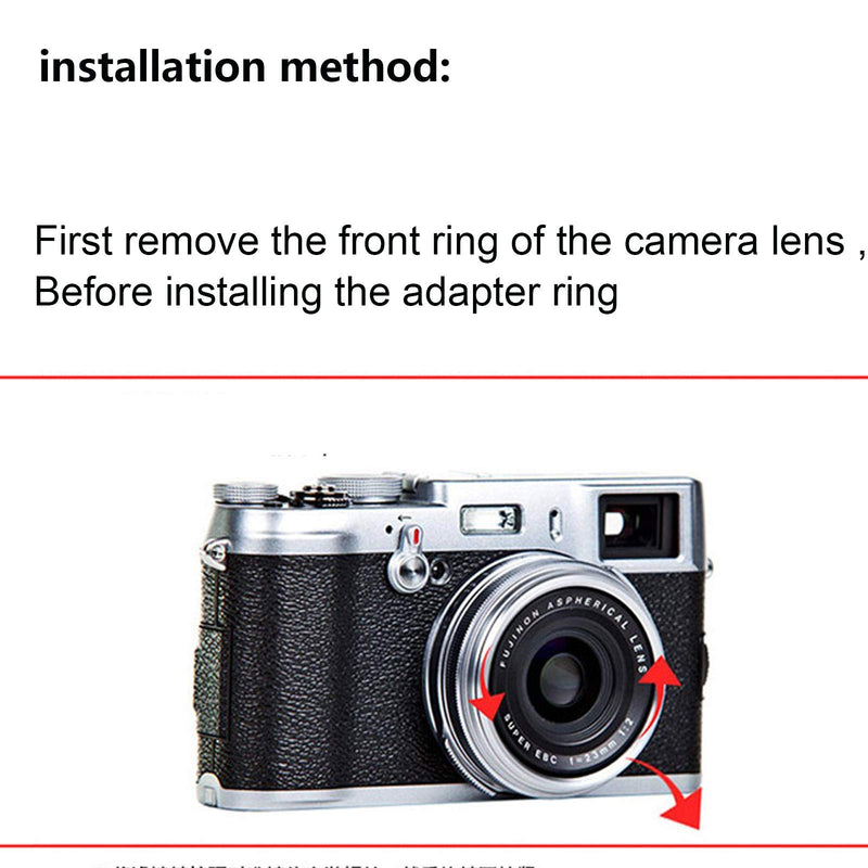 [AUSTRALIA] - Haoge Lens Filter Adapter Ring for Fujifilm Fuji FinePix X100V Camera fit 49mm UV CPL ND Filter Lens Cap Replace Fujifilm AR-X100 Black 