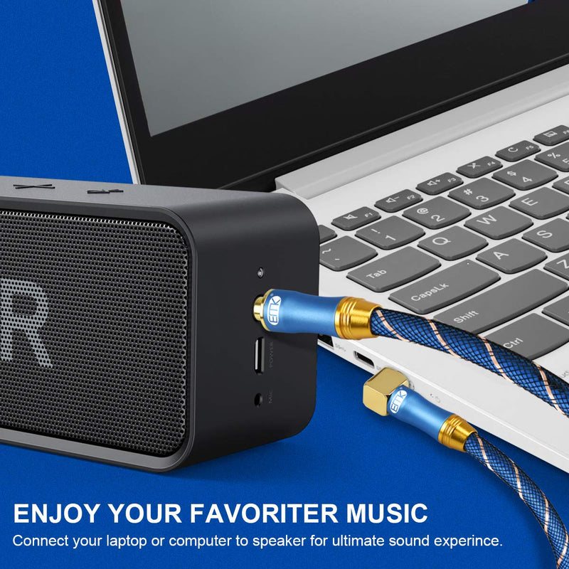 [AUSTRALIA] - 90 Degree Right Angle Aux Cable - [24K Gold-Plated,Sound Quality]EMK Audio Stereo Male to Male Cable for Laptop, Tablets, MP3 Players,Car/Home Aux Stereo, Speaker or More (16Ft/5Meters) 16Ft/5Meters 